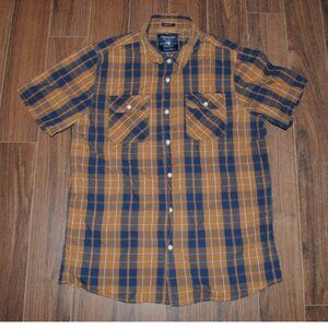 Bluenotes Button Up Short Sleeve Brown Plaid Cotton Shirt Chest 46" Slim Fit